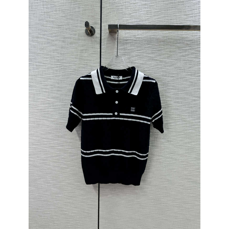 Miu Miu Knit Short Sleeve Black