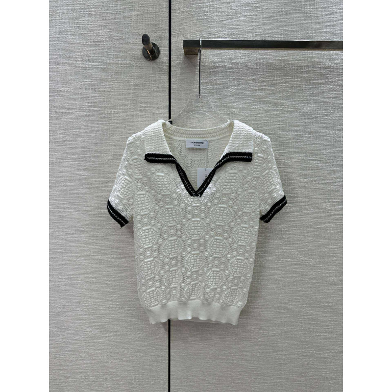 Thom Browne Woven Mesh Cotton Shirt White