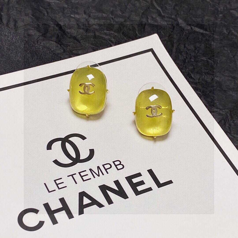 Ch*el cc logo earrings gold tone