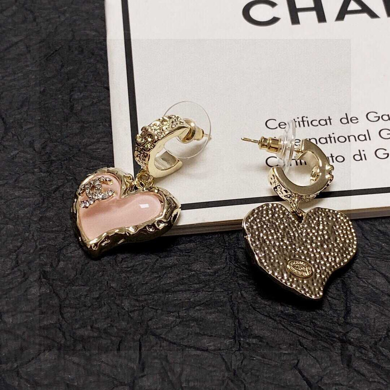 Ch*el crystal love rhinestone earrings pink