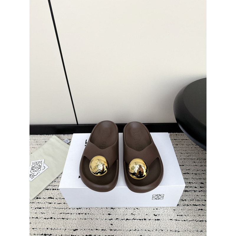 Loewe Paula\''s Ibiza Foam Pebble Thong Dark Brown