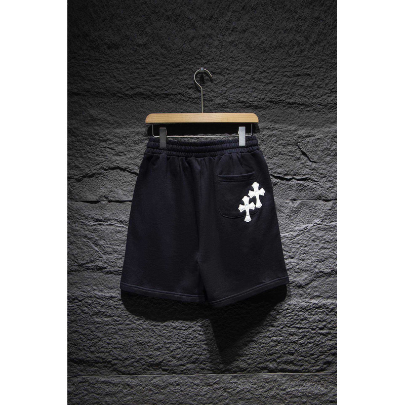 Chrome Heart Embroidered Cotton Shorts Black