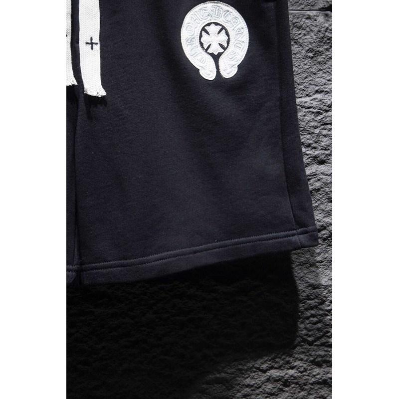 Chrome Heart Embroidered Cotton Shorts Black