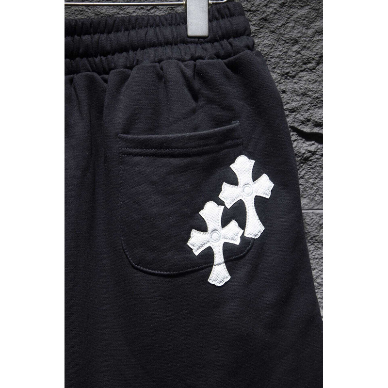 Chrome Heart Embroidered Cotton Shorts Black