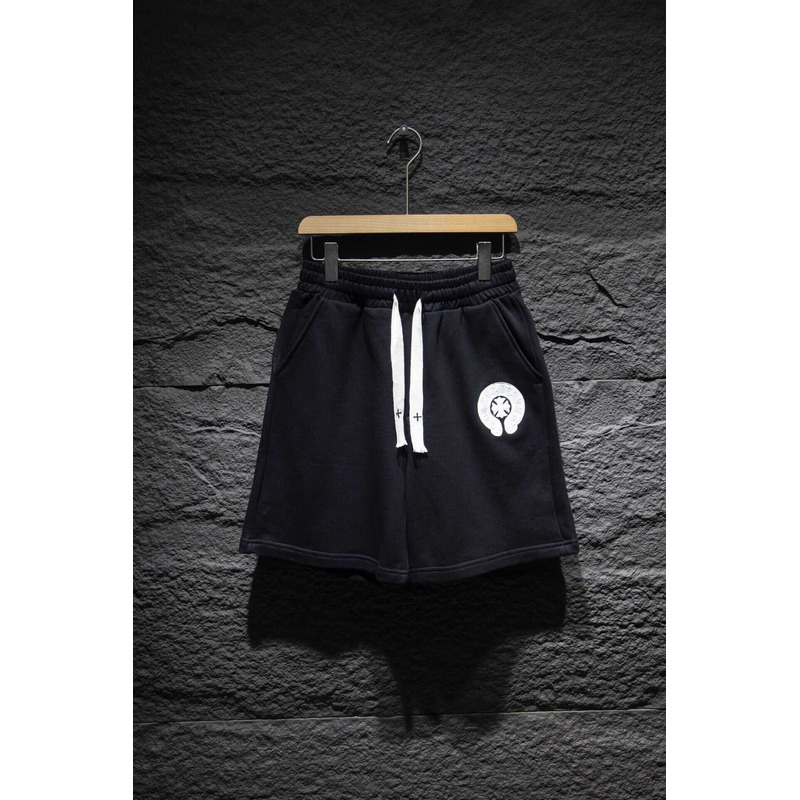 Chrome Heart Embroidered Cotton Shorts Black