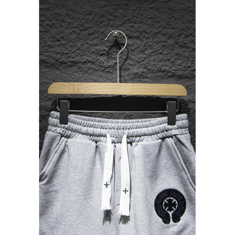 Chrome Heart Embroidered Cotton Shorts Grey