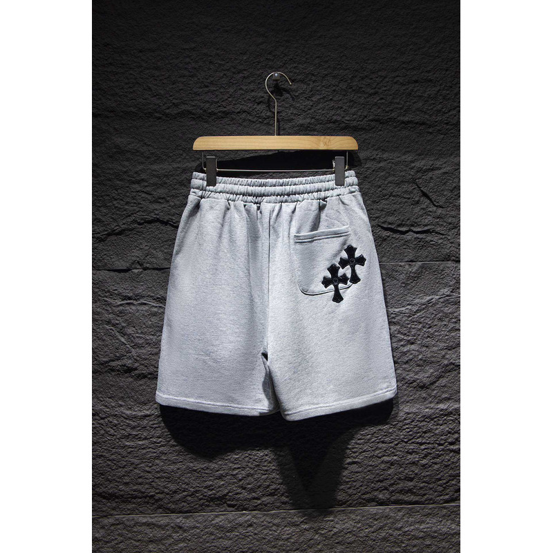 Chrome Heart Embroidered Cotton Shorts Grey