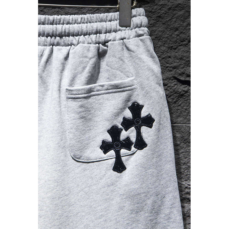 Chrome Heart Embroidered Cotton Shorts Grey