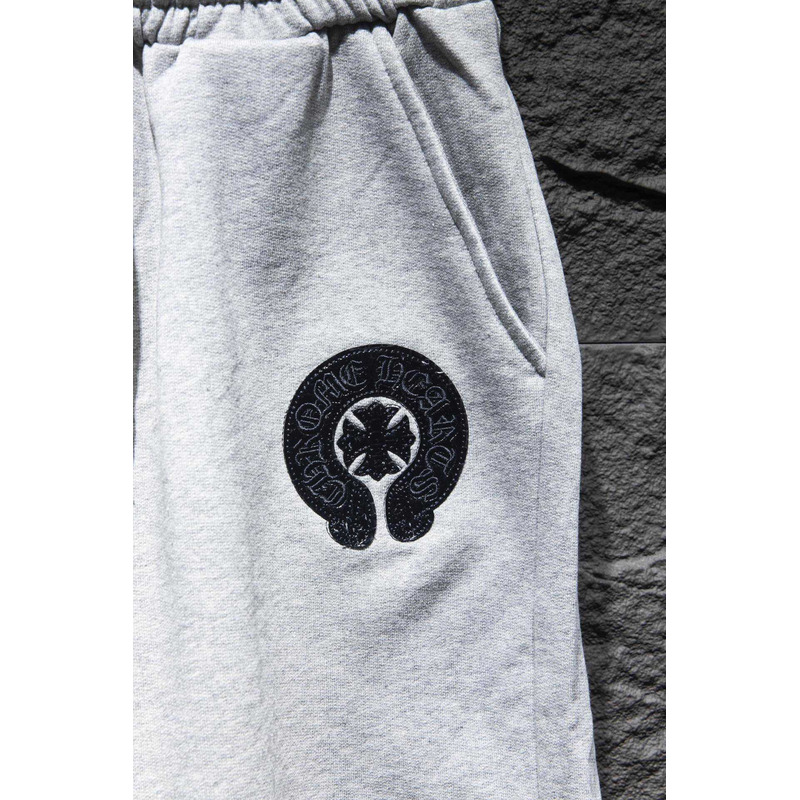 Chrome Heart Embroidered Cotton Shorts Grey