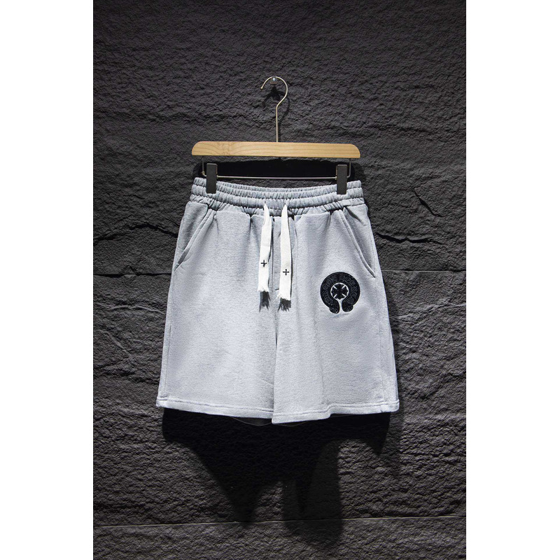 Chrome Heart Embroidered Cotton Shorts Grey