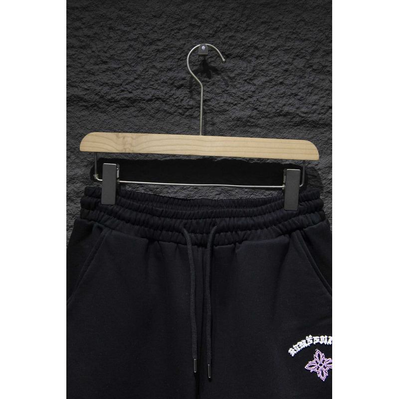 Chrome Heart  Embroidered Cotton Shorts Black