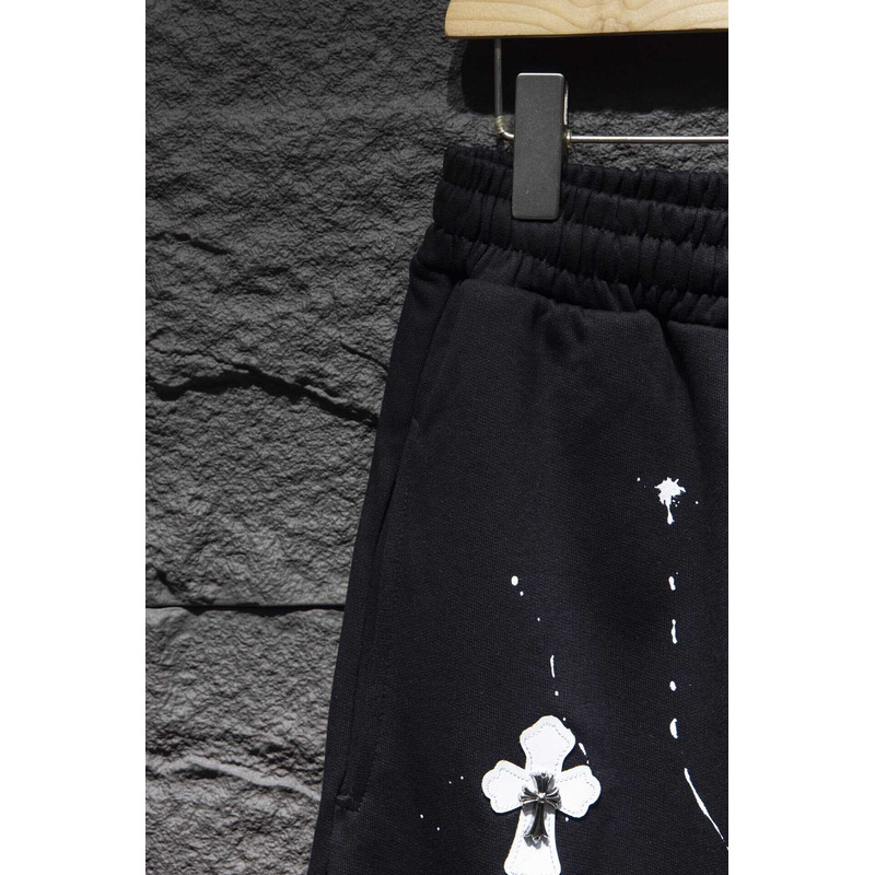 Chrome Heart  Embroidered Cotton Shorts Black