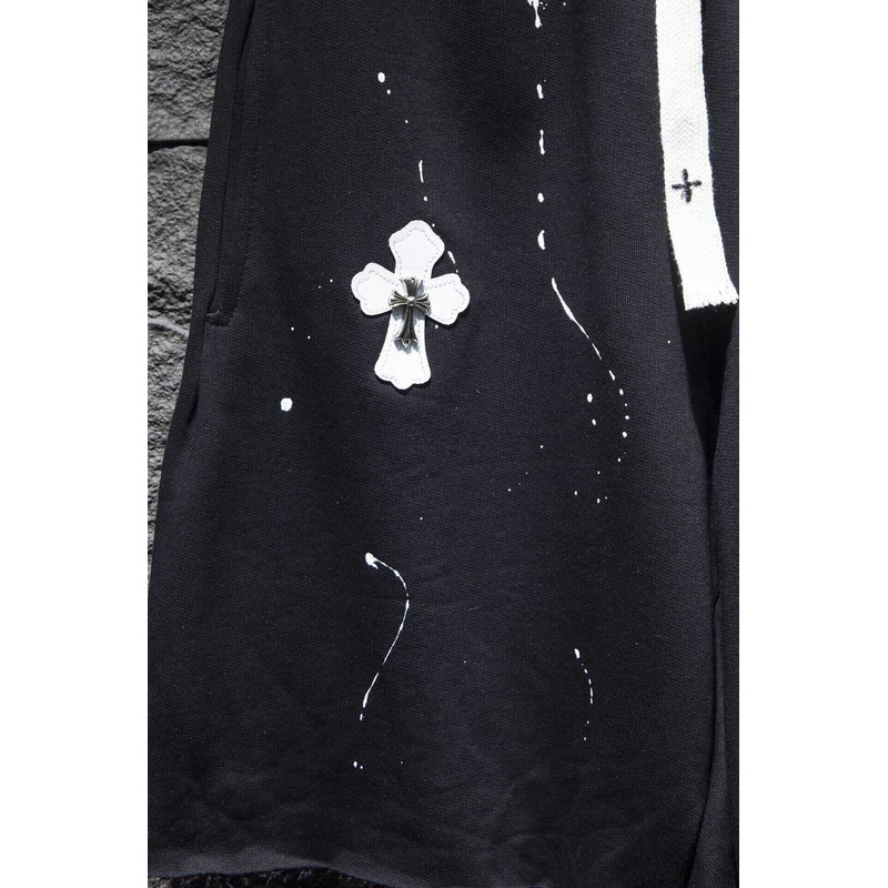 Chrome Heart  Embroidered Cotton Shorts Black