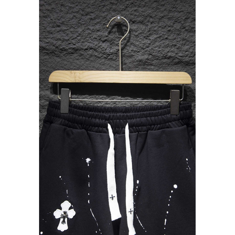 Chrome Heart  Embroidered Cotton Shorts Black