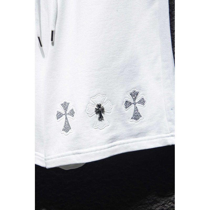 Chrome Heart  Embroidered Cotton Shorts White