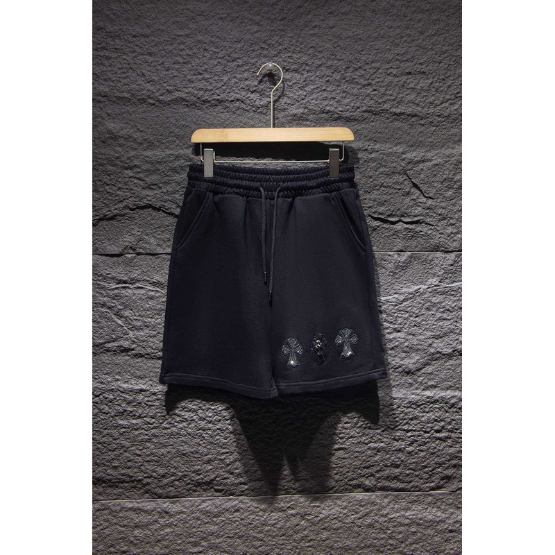 Chrome Heart  Embroidered Cotton Shorts Black