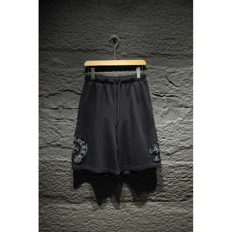 Chrome Heart Embroidered Cotton Shorts Black