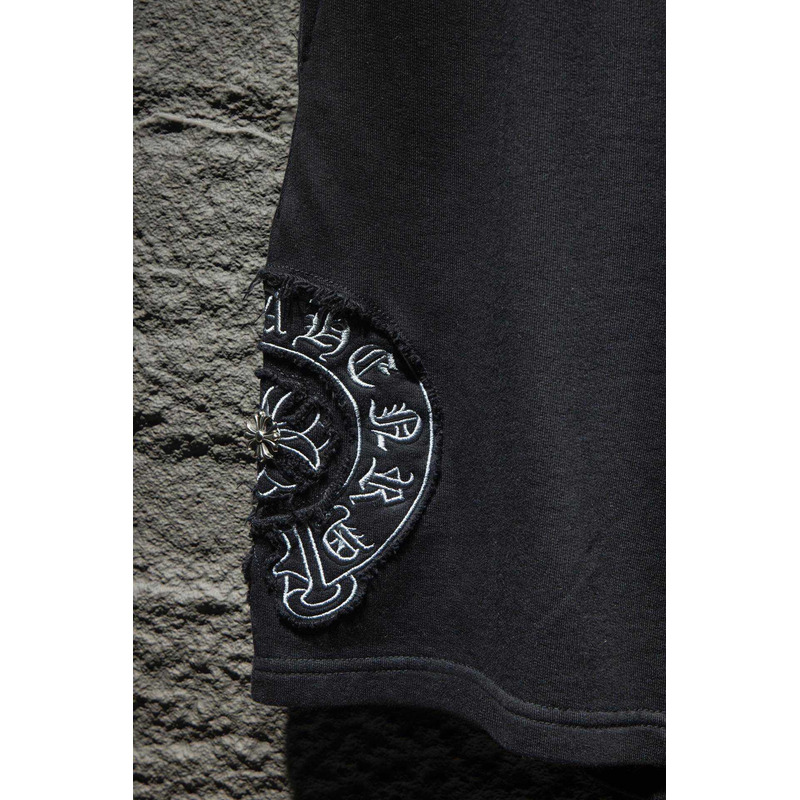 Chrome Heart Embroidered Cotton Shorts Black