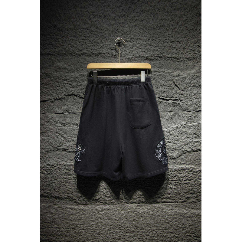 Chrome Heart Embroidered Cotton Shorts Black