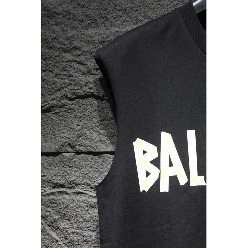 Ba*len*cia*ga logo printed tank top black