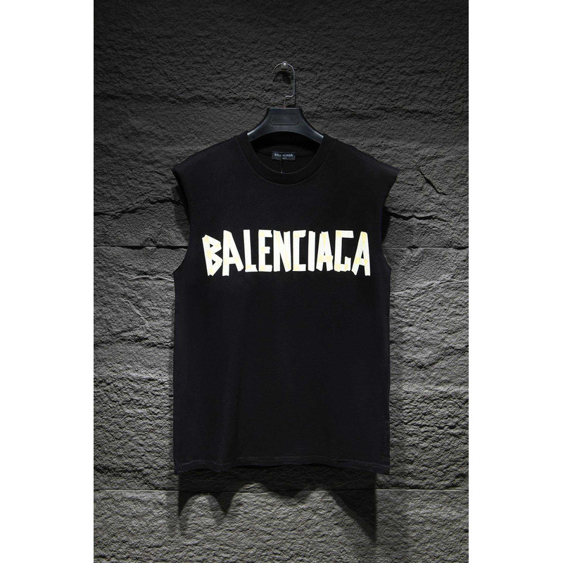 Ba*len*cia*ga logo printed tank top black