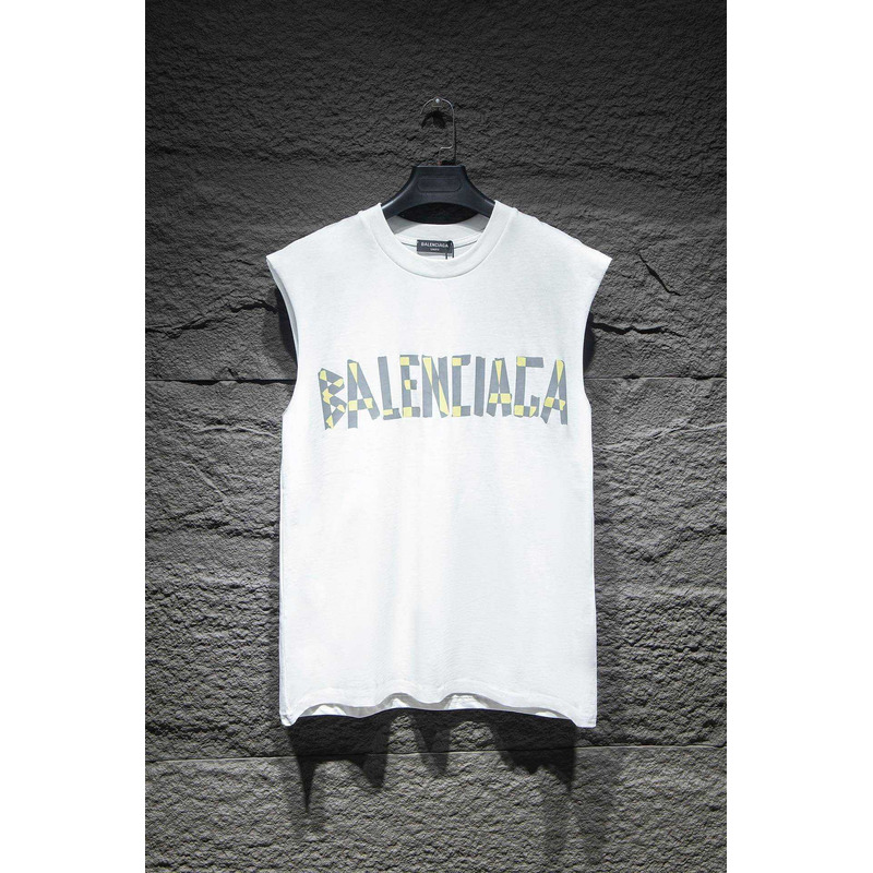 Ba*len*cia*ga sleeveless logo tank top black white