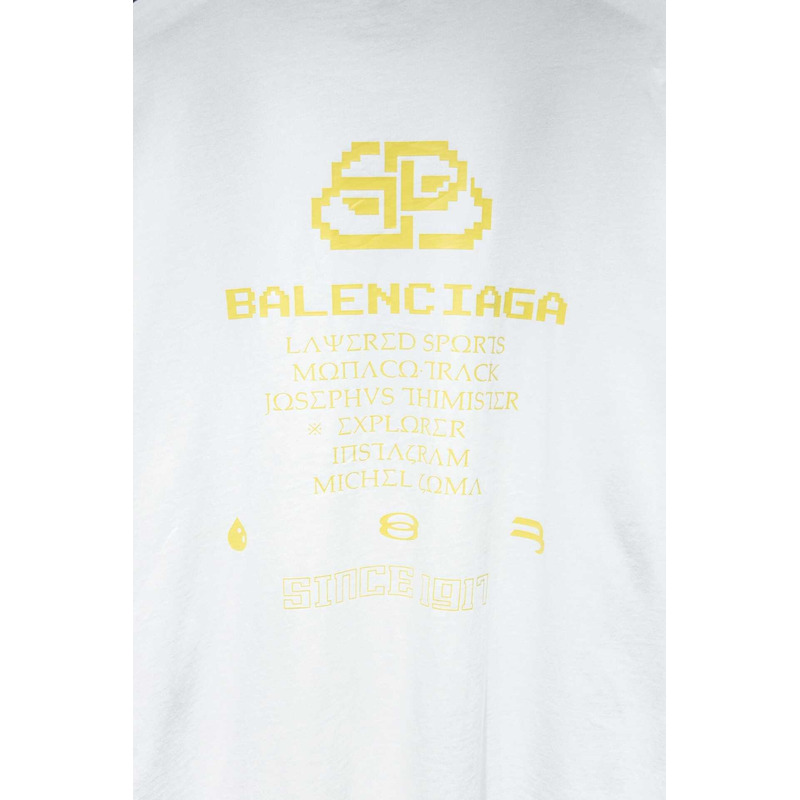 Ba*len*cia*ga logo printed cotton hoodie white