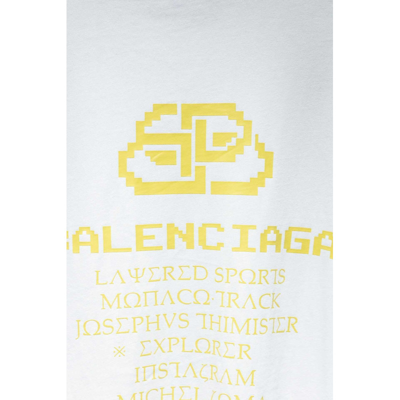 Ba*len*cia*ga logo printed cotton hoodie white