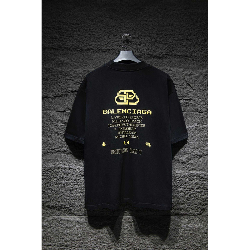 Ba*len*cia*ga logo printed cotton hoodie black