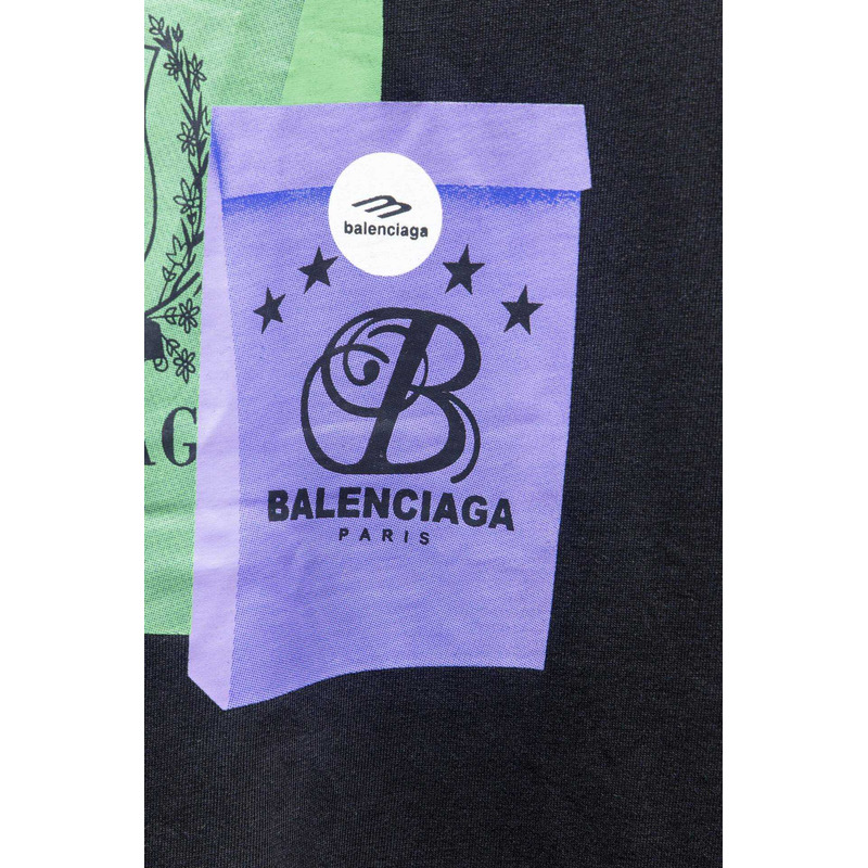 Ba*len*cia*ga logo cotton hoodie black