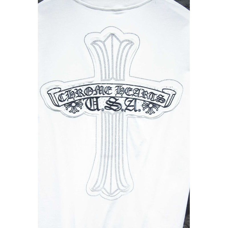 Chrome Heart Logo Embroidered T-Shirt  White