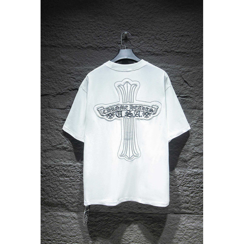 Chrome Heart Logo Embroidered T-Shirt  White