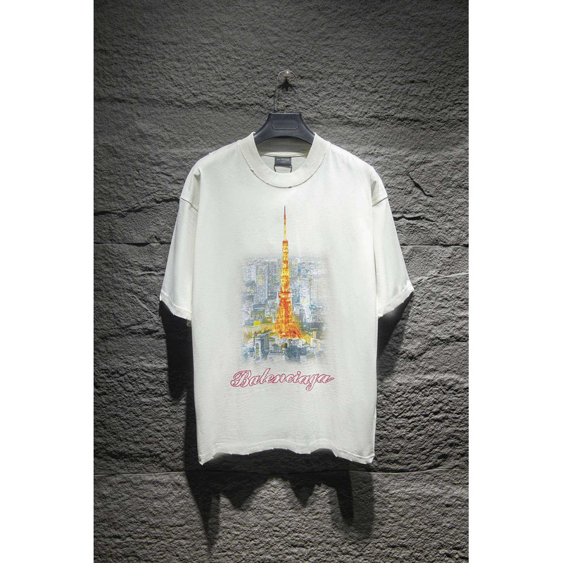 Ba*len*cia*ga tokyo tower night view t-shirt white