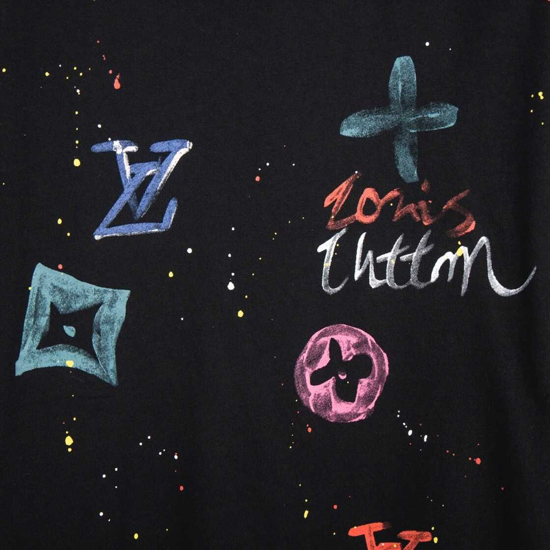 l**is V*t*n color monogram t-shirt white black/dark blue