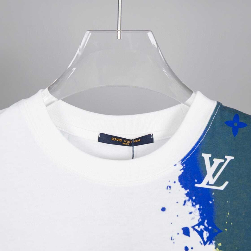 l**is V*t*n monogram splash round neck t-shirt white