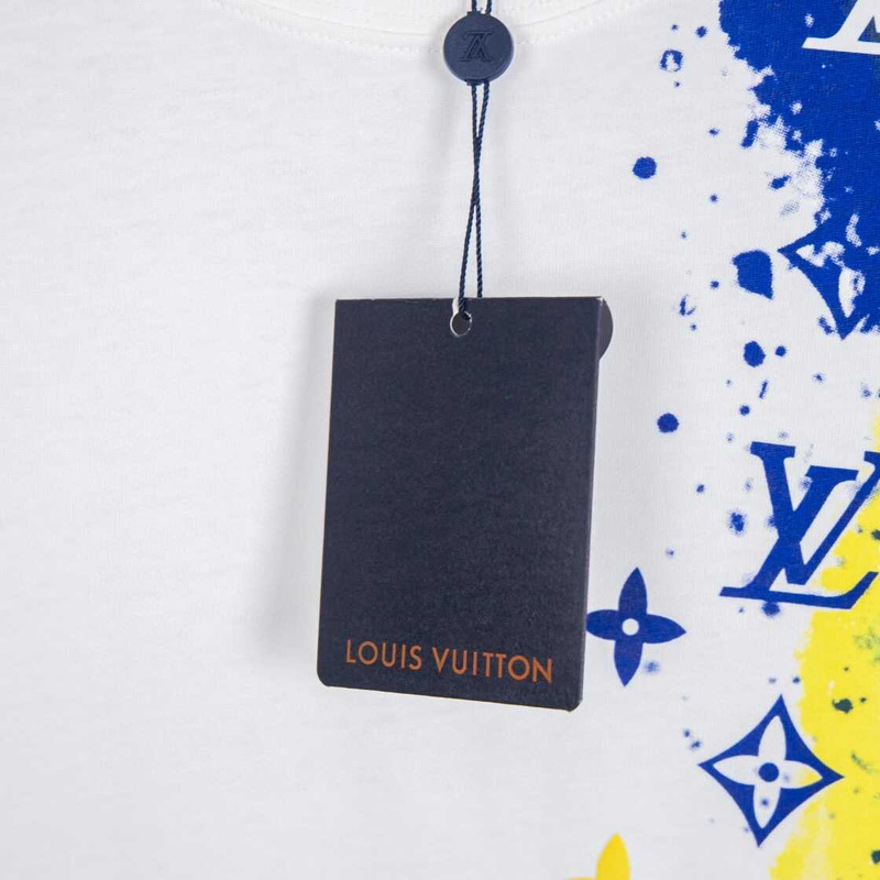 l**is V*t*n monogram splash round neck t-shirt white