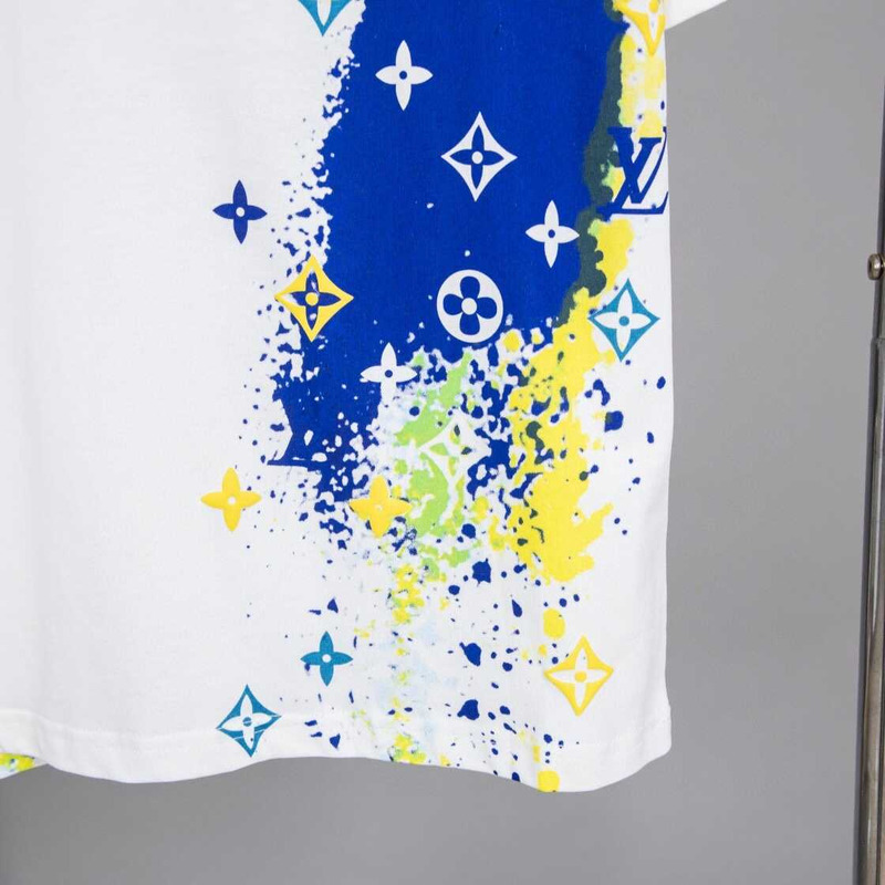 l**is V*t*n monogram splash round neck t-shirt white