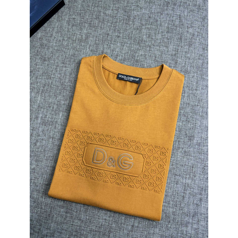 Dolce & Gabbana Logo Embroidered T-Shirt Mustard