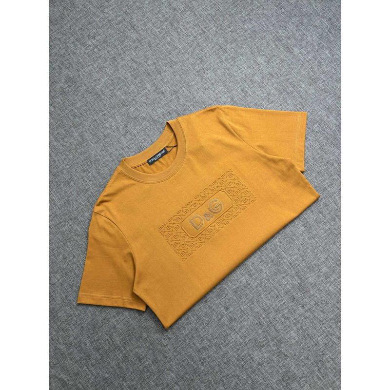 Dolce & Gabbana Logo Embroidered T-Shirt Mustard