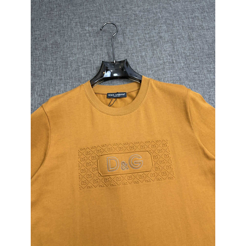 Dolce & Gabbana Logo Embroidered T-Shirt Mustard