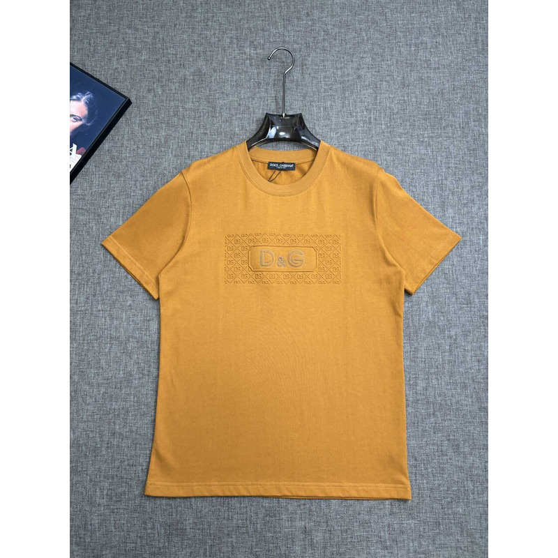 Dolce & Gabbana Logo Embroidered T-Shirt Mustard