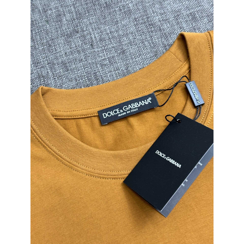 Dolce & Gabbana Logo Embroidered T-Shirt Mustard