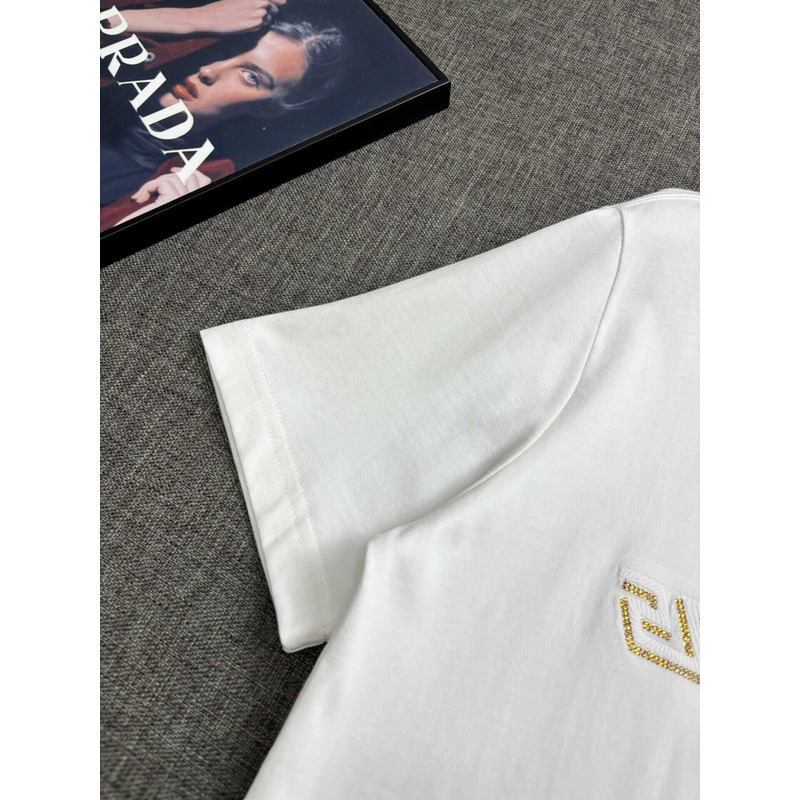 Versace Medusa Logo Embroidered T-Shirt White