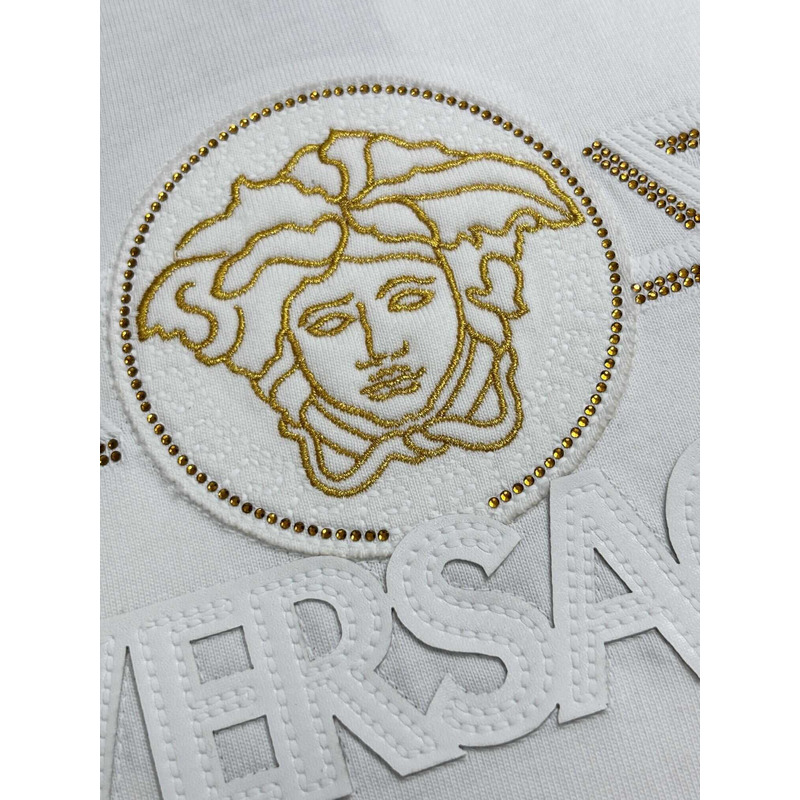 Versace Medusa Logo Embroidered T-Shirt White