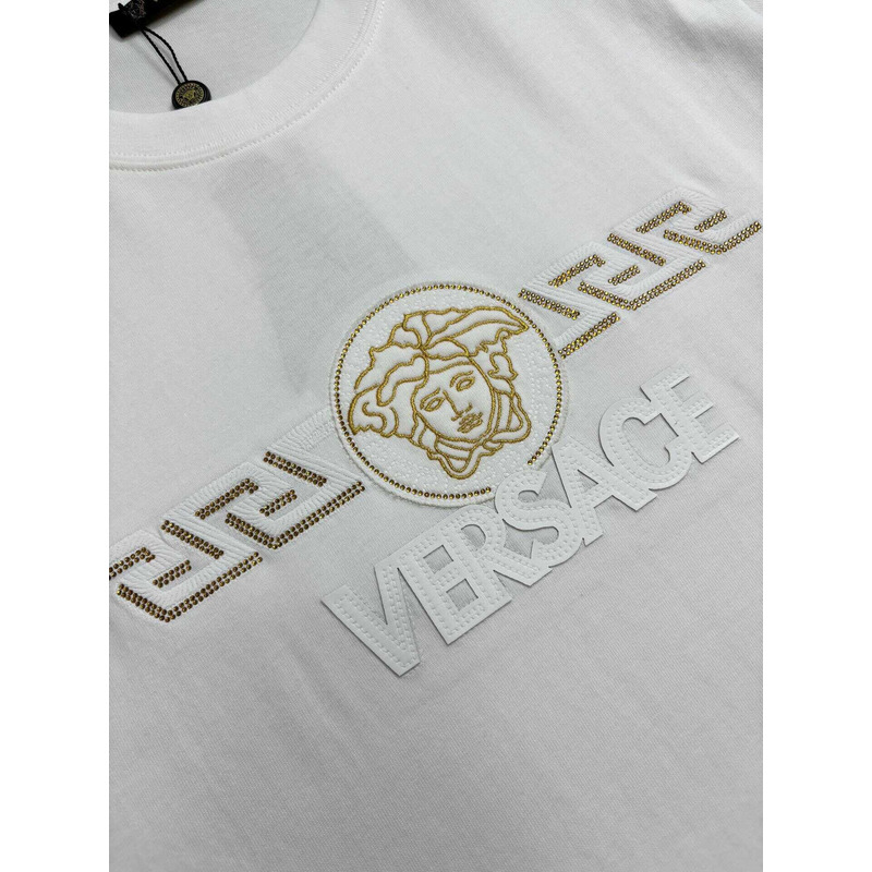 Versace Medusa Logo Embroidered T-Shirt White