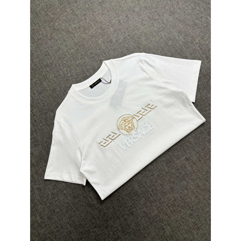 Versace Medusa Logo Embroidered T-Shirt White