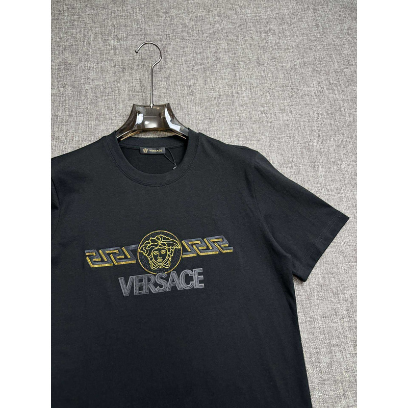 Versace Medusa Logo Embroidered T-Shirt Black