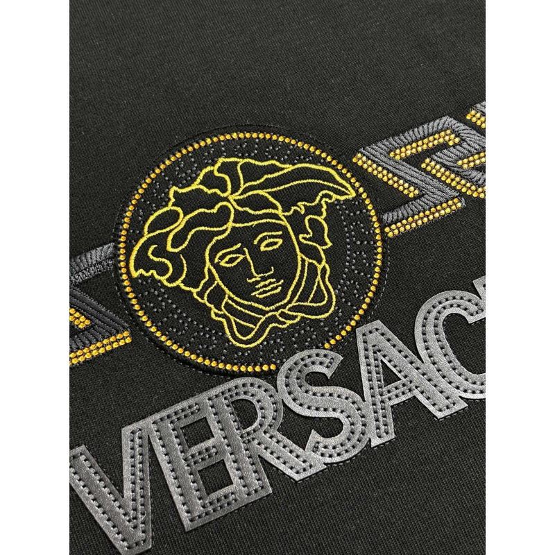 Versace Medusa Logo Embroidered T-Shirt Black