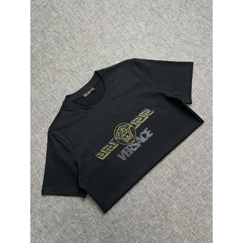 Versace Medusa Logo Embroidered T-Shirt Black