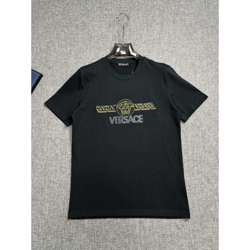 Versace Medusa Logo Embroidered T-Shirt Black